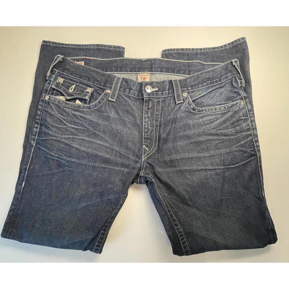 Y2K True Religion Ricky Dark Wash Straight Leg Jean- Men 40x34 - Picture 1 of 8